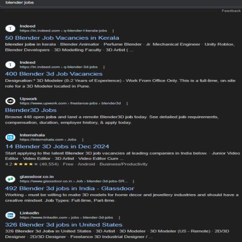 Blender internship jobs in Cochin