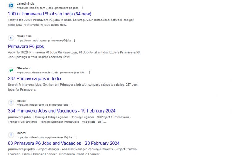 Primavera internship jobs in Hyderabad