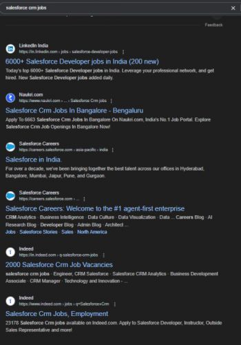 SalesForce internship jobs in Kozhikode
